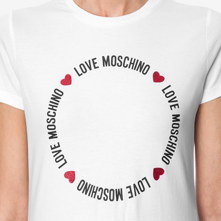 Love Moschino/莫斯奇诺 20秋冬 女士Round Lettering弹力T恤 W4F7367E195120A （040、白色0A00）