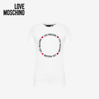 Love Moschino/莫斯奇诺 20秋冬 女士Round Lettering弹力T恤 W4F7367E195120A （040、白色0A00）
