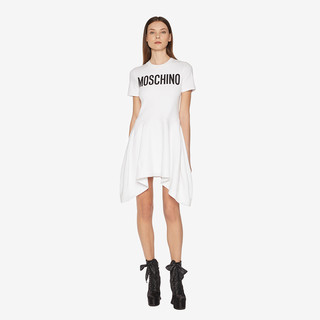 MOSCHINO 莫斯奇诺 女士饰有徽标的互扣式平纹针织连衣裙 J0443542620A 白色1001 040