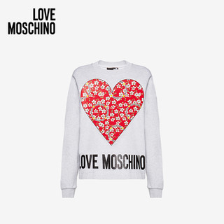 Love Moschino/莫斯奇诺 20秋冬 女士Flowery Heart棉绒运动衫 W640401M4055A966 （042、灰色A966）