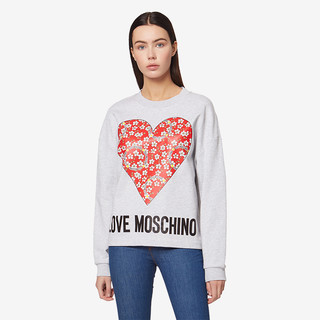 Love Moschino/莫斯奇诺 20秋冬 女士Flowery Heart棉绒运动衫 W640401M4055A966 （044、灰色A966）