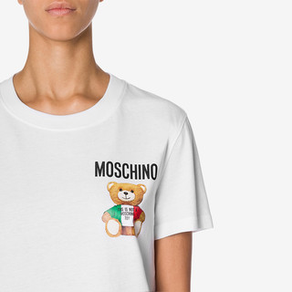 MOSCHINO/莫斯奇诺 21春夏 女士 ITALIAN泰迪熊平纹针织T恤（038、白色1001）