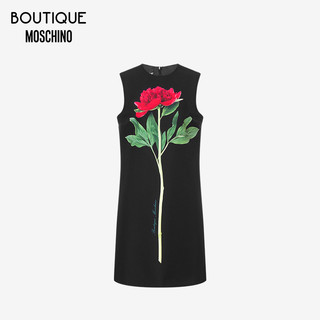 BOUTIQUE MOSCHINO/莫斯奇诺 21春夏  Botanic Print卡迪连衣裙（042、黑色1555）