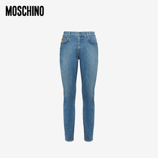 MOSCHINO/莫斯奇诺 21春夏 男士 泰迪图案的贴片牛仔长裤（050、蓝色1295）