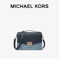 MICHAEL KORS 迈克·科尔斯 MK Hendrix冬季新款中号老花拼色邮差信封包单肩女包（香草白/芭蕾粉641）