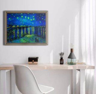 雅昌 梵高 抽象名画复刻 《罗纳河的星夜》57x70cm 油画布 实木画框