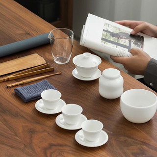 SUYI 素以 SY-YXZ-BC 白瓷茶艺教学套组 茶具套装 16件套 白色