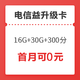 中国电信 星卡 全年享552GB流量+3600分钟通话