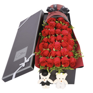 京东PLUS会员：星卉 情人节红玫瑰花束礼盒 21朵 
