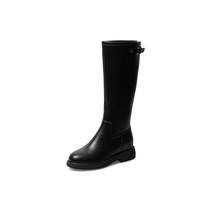 BASTO 百思图 女士皮革高筒靴 MD831DG0 黑色 36