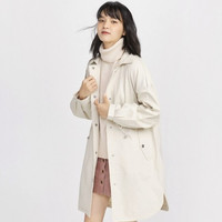 森马 Semir春季新款款bf风户外休闲中长款风衣抽绳设计宽松女士外套女 L 贝壳卡5202