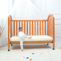 贝乐堡 夏洛特婴儿床多功能实木带滚轮新生儿实木床欧式宝宝床游戏床可拼接木儿童床bb床 夏洛特 内径130*70
