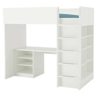 STUVA 斯多瓦 高架床组合，带2块搁板/3块搁板 白色 207x99x182 厘米