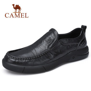 骆驼（CAMEL） 牛皮套脚男士休闲皮鞋 A832155840 黑色 42 *2件