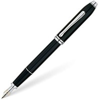 Cross Townsend，黑漆钢笔，镀铑Appointments和镀铑18K金 中细笔尖（AT0046-4MD）