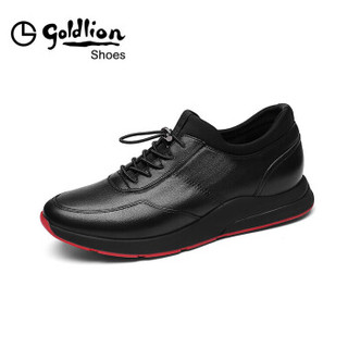 金利来（goldlion）男士透气运动休闲皮鞋舒适轻便523830209AQB-黑色-40码