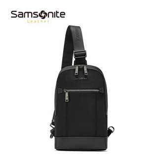 Samsonite/新秀丽男士休闲时尚斜挎包休闲简约牛皮革胸包TO6*09003 黑色 *3件