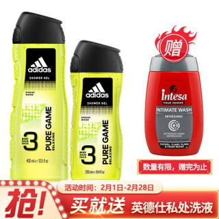 阿迪达斯 Adidas 男士三效洁颜洗发沐浴套装 （极限挑战400ml+250）三合一洁面洗发水沐浴露 *3件