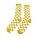 黄白棋盘格男女款运动休闲长袜袜子