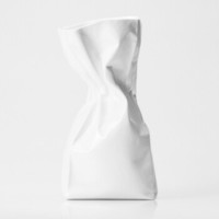 谢东褶皱系列 骨瓷花瓶 个性创意装饰手纸袋形花瓶 白色399#a