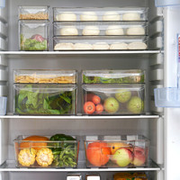 百露可叠加冰箱收纳盒保鲜收纳盒长方形抽屉式整理盒食品食物储物盒 标准款(8102-S) *8件