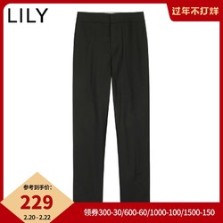 LILY春秋新款女装高腰显瘦黑色直筒裤通勤西装裤 *3件
