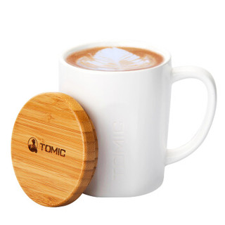 特美刻（TOMIC）马克杯 带盖咖啡杯子情侣陶瓷杯懒人牛奶杯水杯茶杯 TCL1317 白色 520ML大容量 *4件