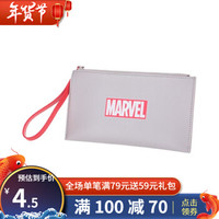 名创优品（MINISO）Marvel漫威 零钱包 迷你拉链钱袋休闲手包 漫威字母手拿包,灰色 *7件