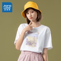 JEANSWEST 真维斯 JW-03-273TB502 女装纯棉圆领印花短袖T恤