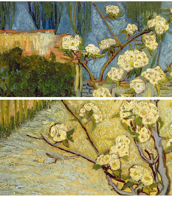 梵高梨花树风景油画竖版轻奢客厅过道装饰画