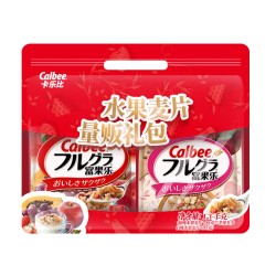 Calbee 卡乐比日本进口水果苹果麦片礼袋礼盒 徐福记酥心糖桶600g混合口味礼桶