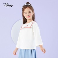 迪士尼童装女童长袖T恤2021春装新款儿童宝宝学院风打底衫