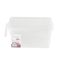 2件套进口冰箱收纳盒塑料保鲜盒带手柄 食品储物盒杂粮收纳箱杂物 透明 2只装