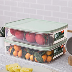禧天龙 抗菌塑料收纳盒 密封冰箱保鲜盒 食物零食收纳箱蔬菜水果储物盒 5.1升2个装 *2件