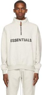 Off-White Mock Neck Half-Zip Sweatshirt