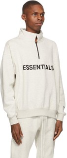 Off-White Mock Neck Half-Zip Sweatshirt