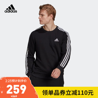 阿迪达斯官网 adidas M 3S FT SWT 男装春秋训练运动长袖卫衣GK9078 黑色/白 A/L(180/100A)