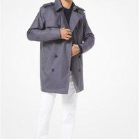 Denim-Weave Trench Coat