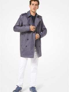 Denim-Weave Trench Coat