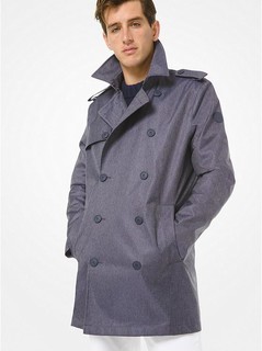 Denim-Weave Trench Coat