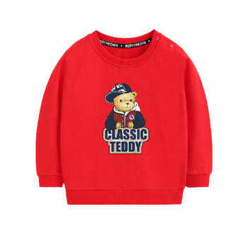CLASSIC TEDDY 精典泰迪 儿童棒球帽子熊卫衣 大红 100cm