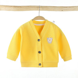 儿童毛衣针织衫秋季儿童开衫针织衬衣单件外套上衣 MY05-黄色 80cm *2件