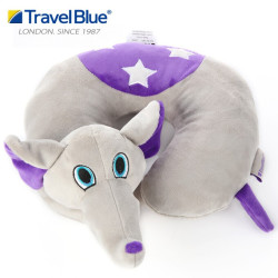蓝旅(TRAVEL BLUE)可爱卡通儿童旅行安全座椅枕3-12岁宝宝颈椎脖子u型枕护颈枕 狂奔象