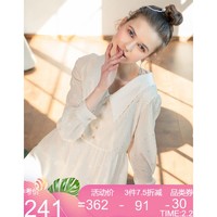 Lagogo拉谷谷2021新款烫金娃娃领米色连衣裙女KALL49ZG72 米白色(V2) 155/S/36 *3件
