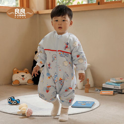 良良(liangliang)婴儿睡袋宝宝儿童防踢被睡袋秋冬季可拆袖分腿睡袋厚款蓝色