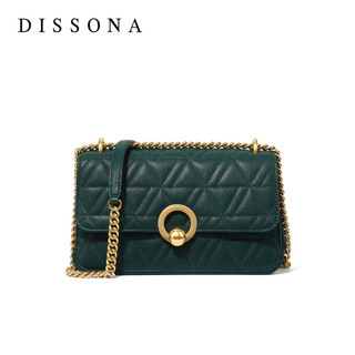 迪桑娜DISSONA华尔兹系列斜挎包女欧美轻奢女包菱格链条包女 绿色
