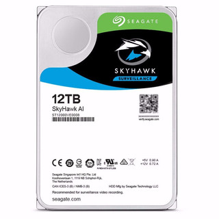 SEAGATE 希捷 酷鹰SkyHawk AI系列 3.5英寸监控级硬盘 12TB 256MB(7200rpm、PMR)ST12000VE0008