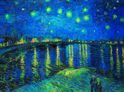 现代简约梵高名人油画《罗纳河的星夜》装饰画挂画 57*70cm