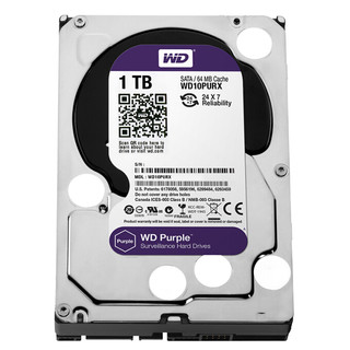 Western Digital 西部数据 紫盘系列 3.5英寸监控级硬盘 1TB 64MB (PMR、5400rpm、64MB) WD10PURX