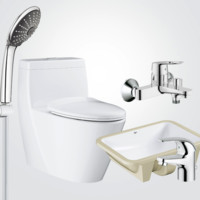 GROHE 高仪 卫浴套装 27333000花洒+23355000浴室龙头+23264000台盆龙头+39317000台下盆+39316000马桶 305mm坑距